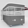 Commercial Equipment Modern Mobile Cart with Gray Transparent Glass Windows Open Door Awning and Wheels