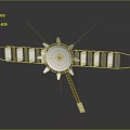 Space Satellite Probe Equipment With Circular Body Solar Panels And Ladder Structure
