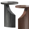Wooden Side Table With Woven Top And Curved Leg Design For Home Decor