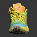 Vibrant High Top Basketball Shoes With Colorful Mesh Upper And Multicolor Design Details