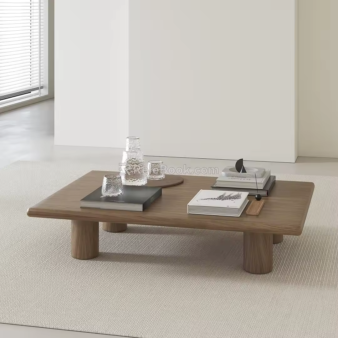 Modern Middle Ancient Solid Wood Coffee Table 3d model