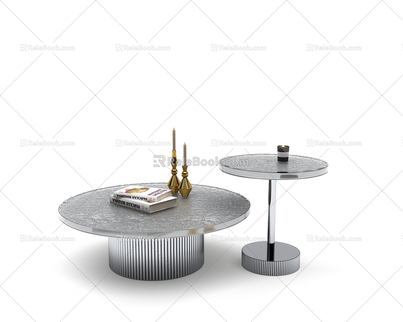 Modern Coffee Table Combination Round Table Corner Table Acrylic Water Corrugated Table Top 3d model