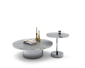 Modern Coffee Table Combination Round Table Corner Table Acrylic Water Corrugated Table Top 3d model