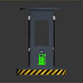 Solar Powered Charging Station With Solar Panels On Top And Warning Stripes At Base