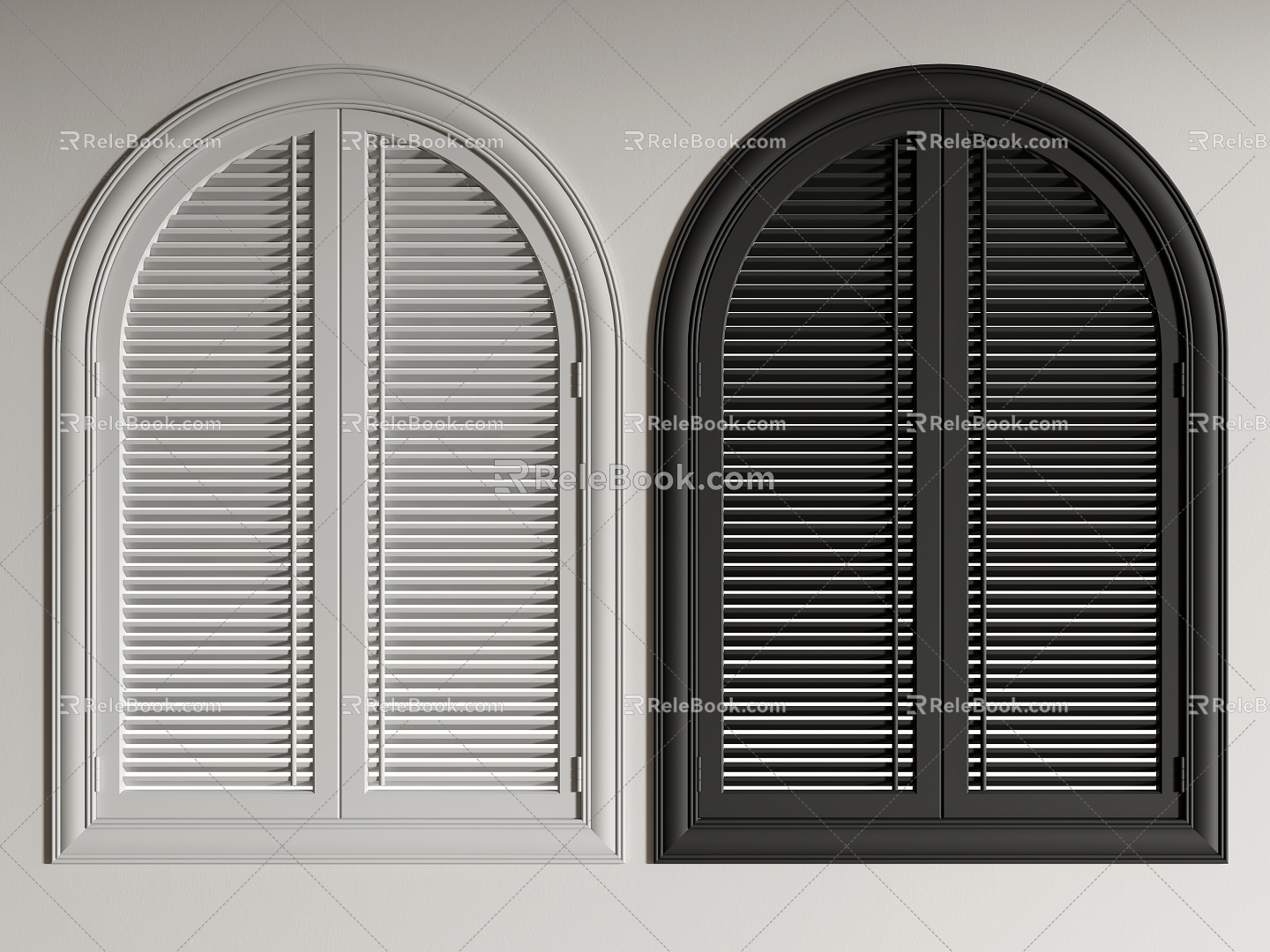 French window curved window blinds venetian blinds 3d model