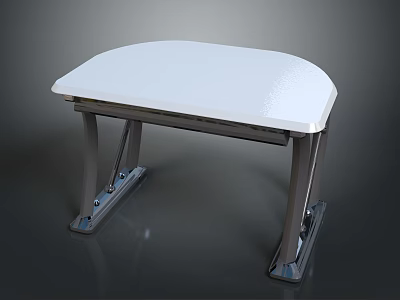 Curved White Tabletop With Sturdy Metal Frame And Modern Simple Design 3d model