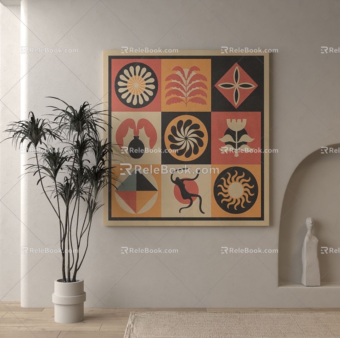 Middle Ancient Style Decorative Painting 3d model