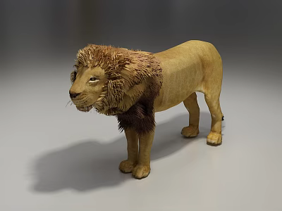 Realistic Reptile Model With Brown Mane And Yellow Body On Gray Background 3d model