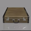Suitcase With Brown Side Hinged Door Black Trim And Metal Latches Handle Smooth Surface Reflection 3d model