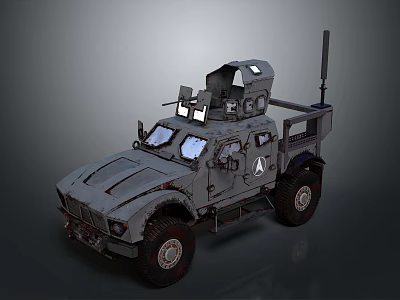 Armored Tactical Military Vehicle With Mounted Weapon System And Reinforced Armor 3d model