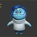 Cute Blue Doll With Pink Glasses White Turtleneck Sweater And Blue Pants