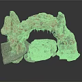 Natural Rock Archway Scenery Component With Irregular Stones And Hanging Stalactites
