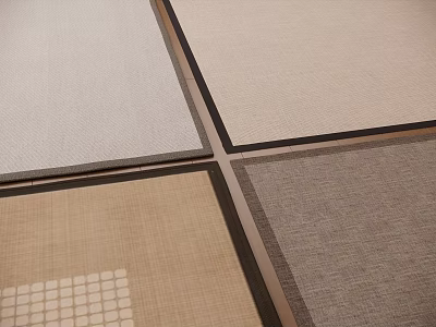 Various Styles Square Rugs in Light Gray Beige Dark Gray Tones Woven Texture Bordered Edges 3d model