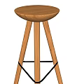 Minimalist Wooden Bar Stools Featuring Tripod Legs And Black Metal Straps For Modern Kitchen