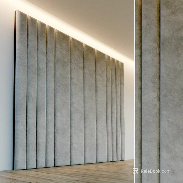 Modern Gray Vertical Striped Wall Decor With Soft Lighting For Interior 3d model