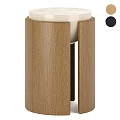 Natural Wooden Cylindrical Stand with Smooth White Top and Grain Design