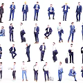 Multiple Business People In Various Poses With Formal Casual Attire And Briefcases