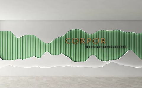 Modern special-shaped background wall corrugated background wall wavy background wall image wall front desk background wall community service wall community background wall 3d model