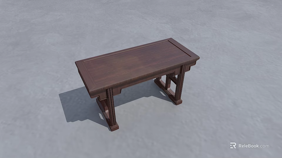 Modern Wooden Side Table With Dark Brown Finish And Simple Design Structure 3d model