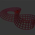 Modern Abstract Orange Grid Curved Loop Sculpture Art Design Structure