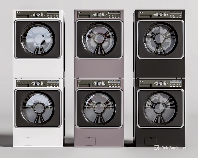 Modern Front Load Washing Machines Showcasing Various Color And Stylish Designs 3d model 