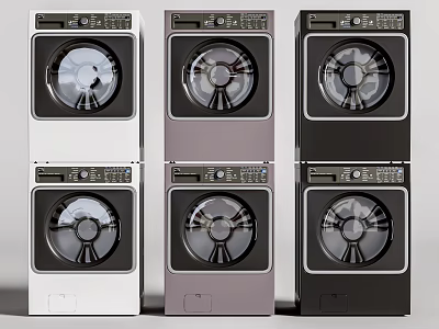 Modern Front Load Washing Machines Showcasing Various Color And Stylish Designs 3d model
