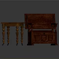 Classic Wooden Side Table and Storage Bench with Carved Legs and Drawers