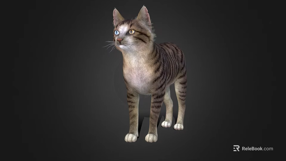 Striped Reptile in Standing Posture Against Gray Background Full Body View 3d model 