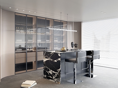 Modern wine tasting area bar 3d model