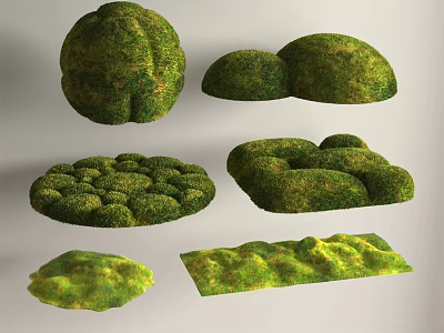 Different Shaped Green Grass Clumps For Landscaping And Decorative Use 3d model