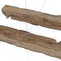 Two Natural Stone Wood Logs With Rustic Weathered Texture And Details