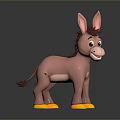 Cute 3D Cartoon Pink Donkey Toy With Big Ears Smiling Face And Yellow Hooves
