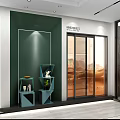 Modern Interior Space With Glass Doors Staircase Workspace And Decorative Plants