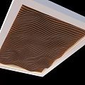 Modern Ceiling Design With Wavy Wooden Texture And White Frame Lighting 3d model