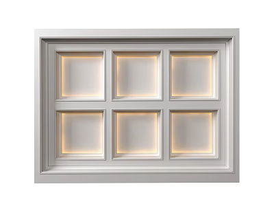 Modern Ceiling Design With Six Square Panels White Frame And LED Lighting 3d model