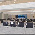 Modern Conference Room Interior with Spacious Seating Wooden Decor and Large Display Screen