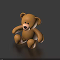Cute Brown Teddy Bear Doll in Sitting Posture on Blue Background 3d model