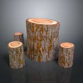 Rustic Wooden Stumps with Natural Bark Texture for Home Decor Accents