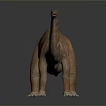 Sauropod Dinosaur Model With Brown Striped Body Long Neck And Tail On Dark Background
