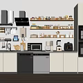 Modern Kitchen With Microwave Coffee Maker Oven Dishwasher Range Hood And Storage Cabinets