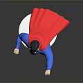 Superman 3D Model Figure In Blue Red Costume On White Base