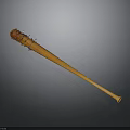 Orange Wooden Baseball Bat Wrapped With Leather On Gray Gradient Background With Reflection