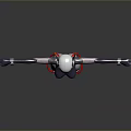 Cybernetic Game And Movie Character With Silver Metallic Body Red Glowing Lines And Outstretched Arms