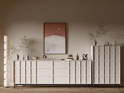 Modern Cream Style Bookcase Whole Cabinet Sideboard Cabinet Balcony Cabinet Storage Cabinet Entrance Cabinet 3d model