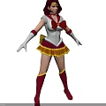 Game Movie Female Character In Red Bow Costume With Yellow Skirt White Gloves And Boots