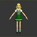 Cartoon Girl Character With Blonde Hair Green Dress White Sleeves Green Socks And Black Shoes