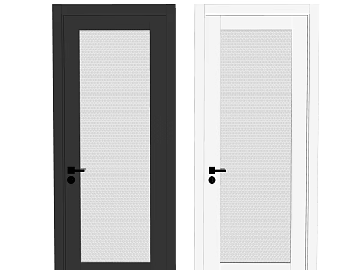 Black and White Hinged Doors with Perforated Glass Panels and Door Handles 3d model