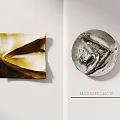 Modern Gold And Silver Wall Decor With Square And Round Textured Designs 3d model