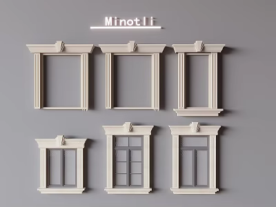 Various Bay Window Frame Styles With Classic Designs For Home Interior Decor Elements 3d model