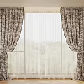 Decorative Pattern Curtains With Sheer Layers And Green Outdoor View